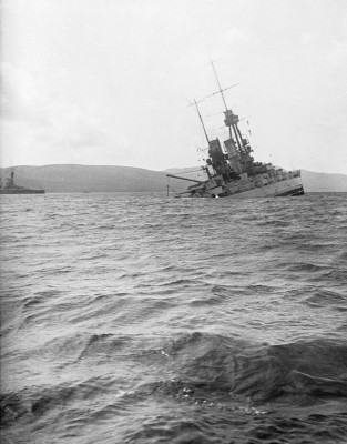 SMS Bayern sinking by the stern © Orkney Library and Archive