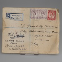 Envelope which contained four copper turners from the reign of Charles I